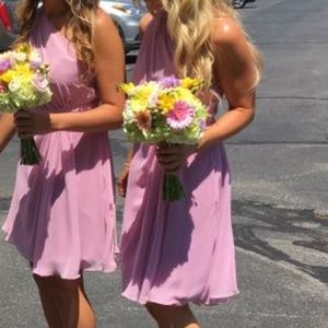 One shoulder lilac bridesmaids dress